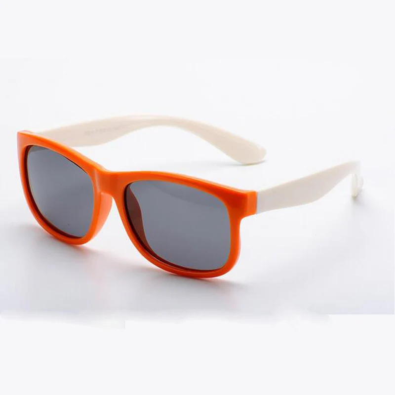 Модные детские солнцезащитные очки Силиконовые Детские защитная ткань, очки, солнцезащитные очки, модные TR90 Оттенки Óculos 814 - Цвет линз: oeange frame white
