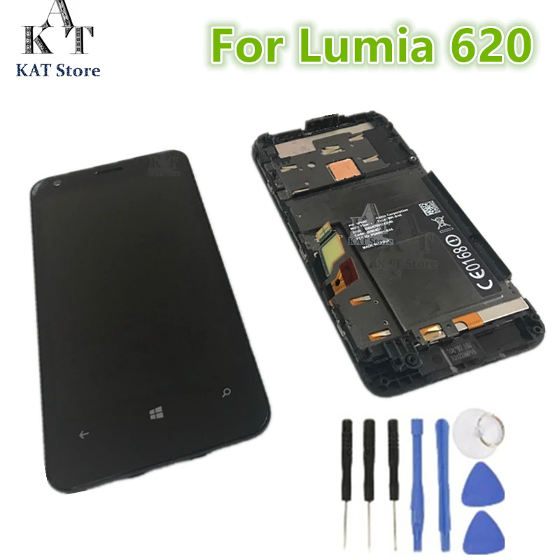 1 шт. Оригинальный ЖК-дисплей для Nokia Lumia 620 сенсорный экран со стеклом дигитайзер в