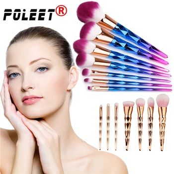 

Free Shipping 7pcs/set Diamond Professional Mermaid Makeup Brushes Colorful Makeup Brushes Kit Foundation Eyeshadow Powder Brush