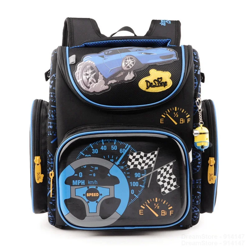 

2016 Boys Primary School Bags Dark Blue Cars Aircraft Children's Orthopedic Backpack High Quality Mochila Infantil Bolsas 1-3