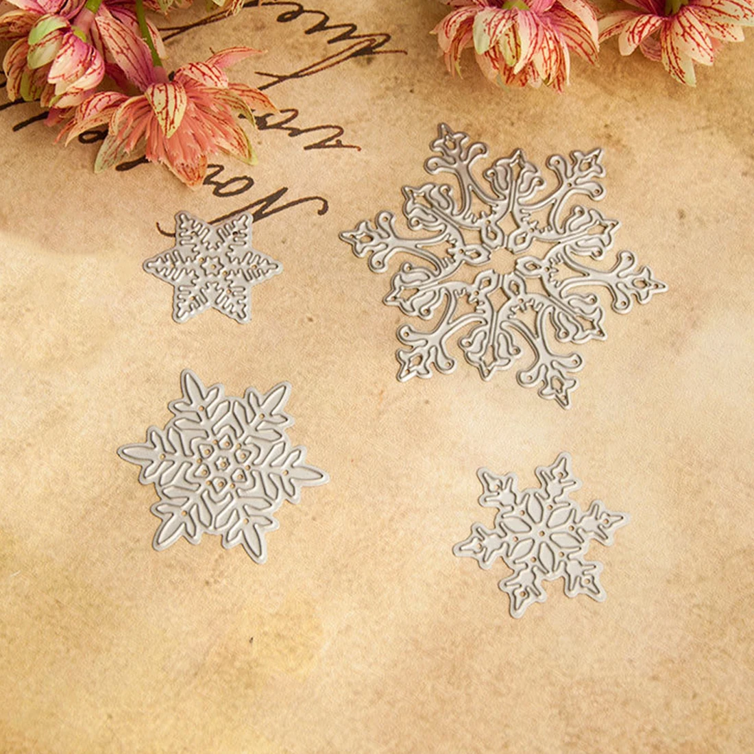 

4pcs Christmas Decoration Snowflake Cutting Dies Metal Stencils Die Cut for DIY Scrapbooking Album Paper Card Embossing