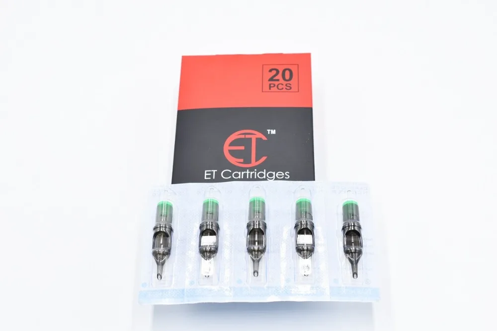 

ET Cartridges Disposable Gray Transparent Tips Round Shader Cartridge Tattoo Needles C1018RS 20PCS