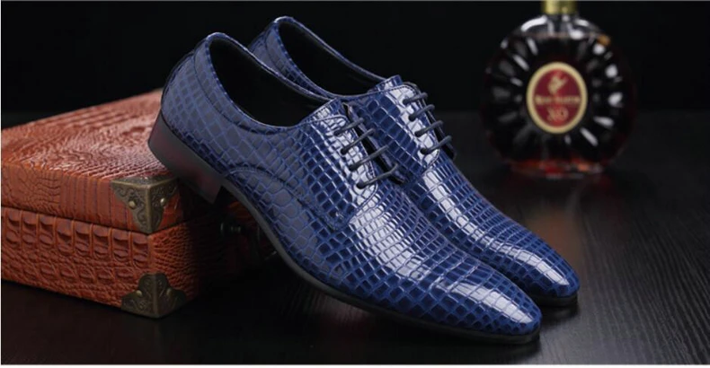 Mens Casual Shoe Formal Oxfords Mens Shoes Casual Mens Dress Shoes' Lace-up Crocodile Leather Oxford Shoes For Men Big Size 46 (11)