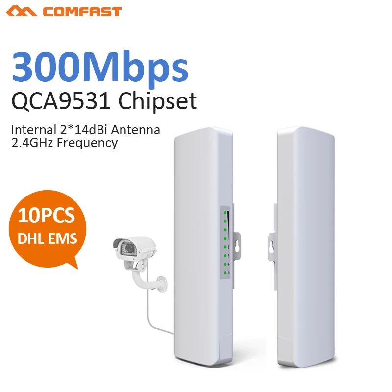 

10pcs Outdoor Weatherproof CPE/Wifi Extender/Access Point/Router/WISP 2.4GHz 300Mbps Dual 14dbi Antenna 48V Poe Wifi Bridge