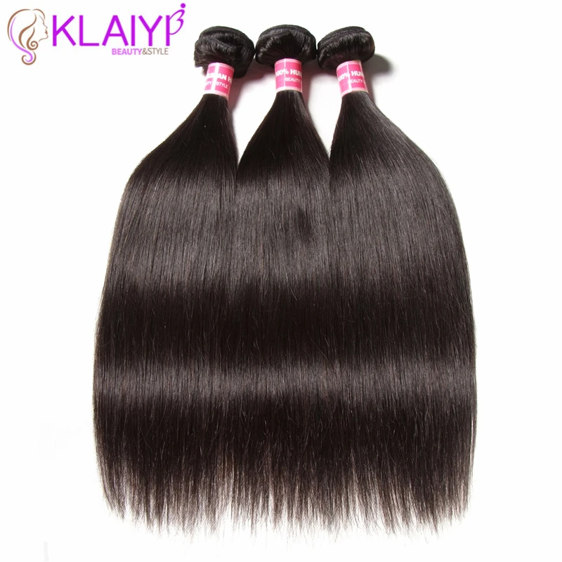 KLAIYI прямые бразильские волосы пучки человеческих волос натуральный черный цветные волосы Реми плетение 3 пучка волос Расширение