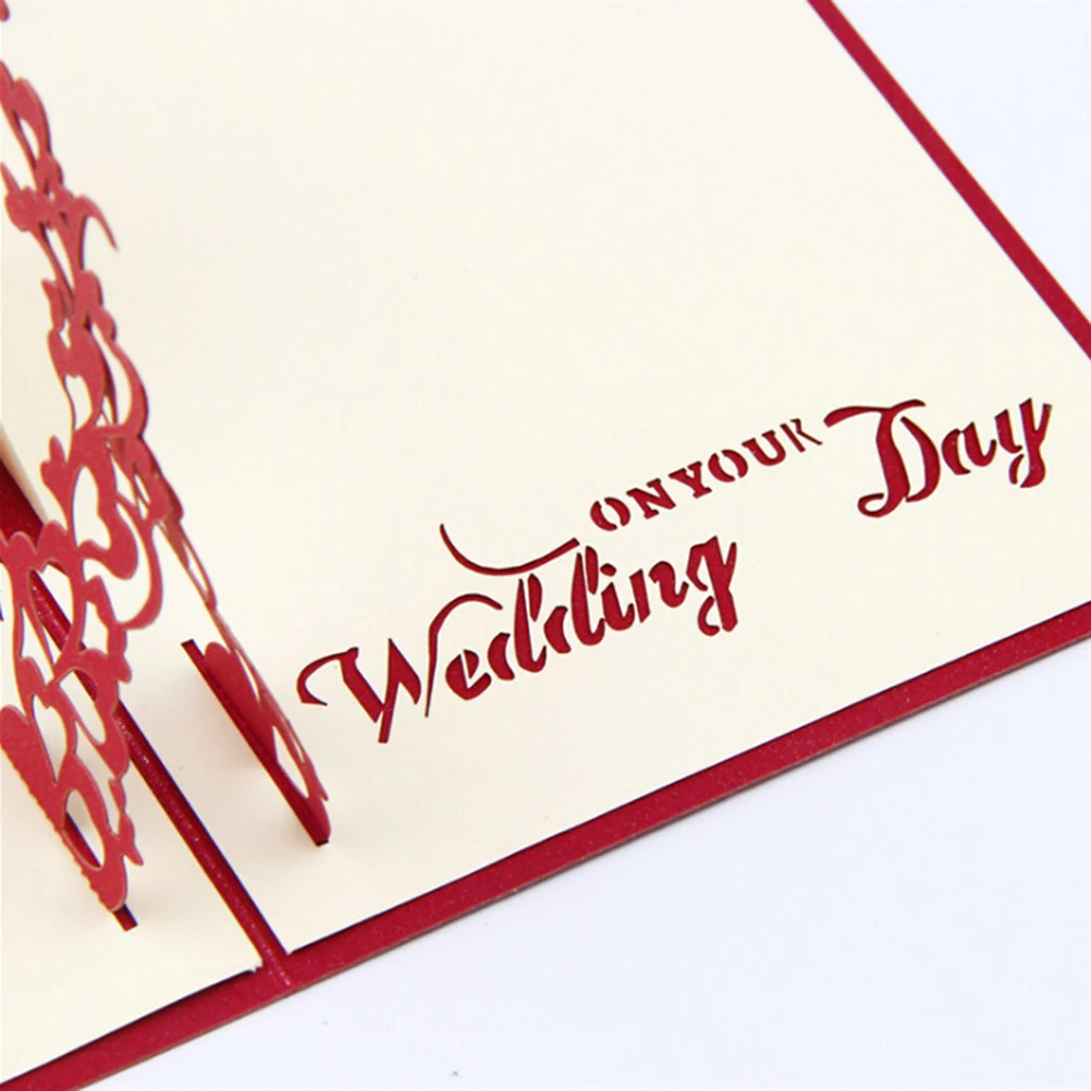 1 шт. Лазерная вырезанная выемка всплывающие приглашения подарок свадебная открытка с конвертом для жениха Newlyweds невесты пара приглашений