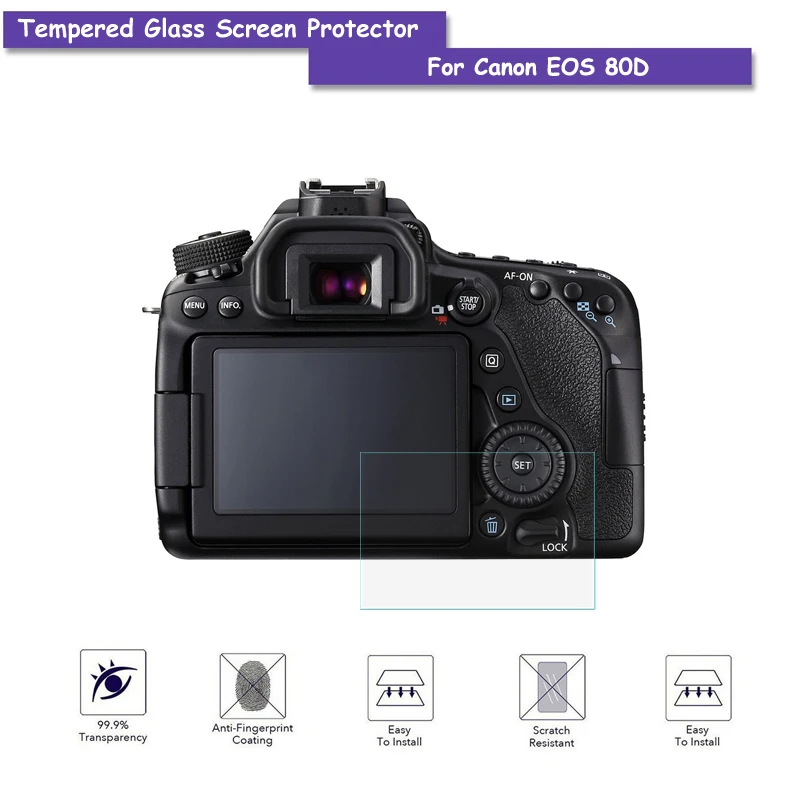 Pellicola Protettiva Per Schermo Lcd In Vetro Temperato 9H Per Accessori Canon Eos 80D Amera