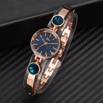 

Disu Brand Women Watches Rose Gold Bracelet Watch Ladies Unique Design Round Rhinestone Quartz Dress Watches Reloj Mujer