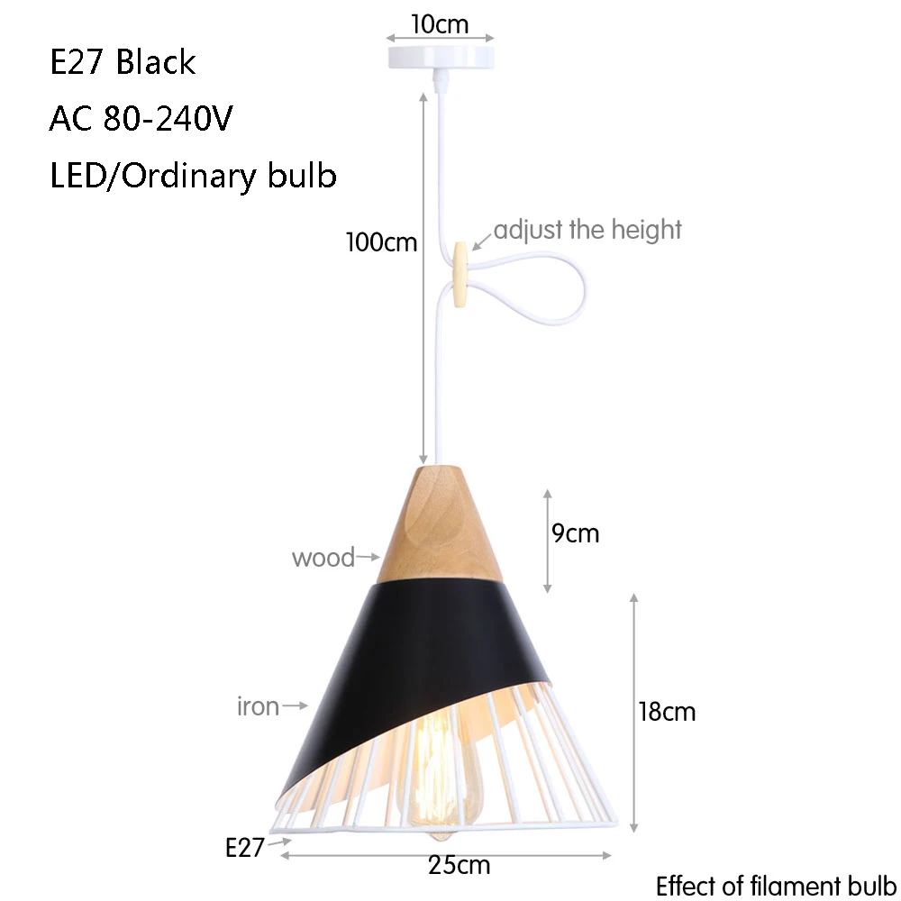 Современная железная деревянная окрашенная железная Минималистичная Подвесная лампа E27 220V светодиодный разноцветный кулон светильник для спальни фойе отельного бара