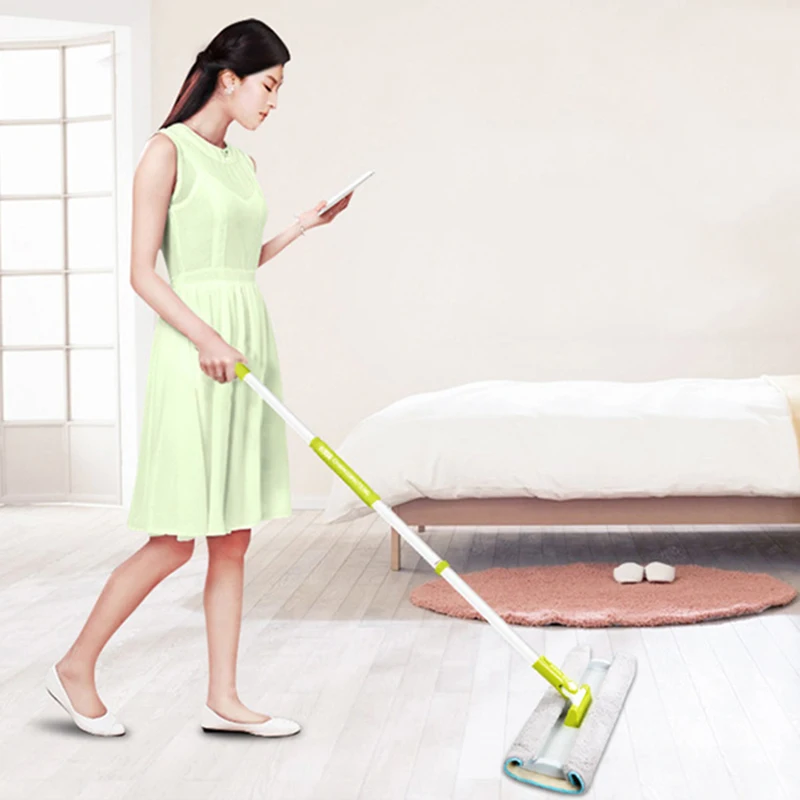 Hand free flat mop Wet and dry Dual use Flexible Rotating floor Clamped