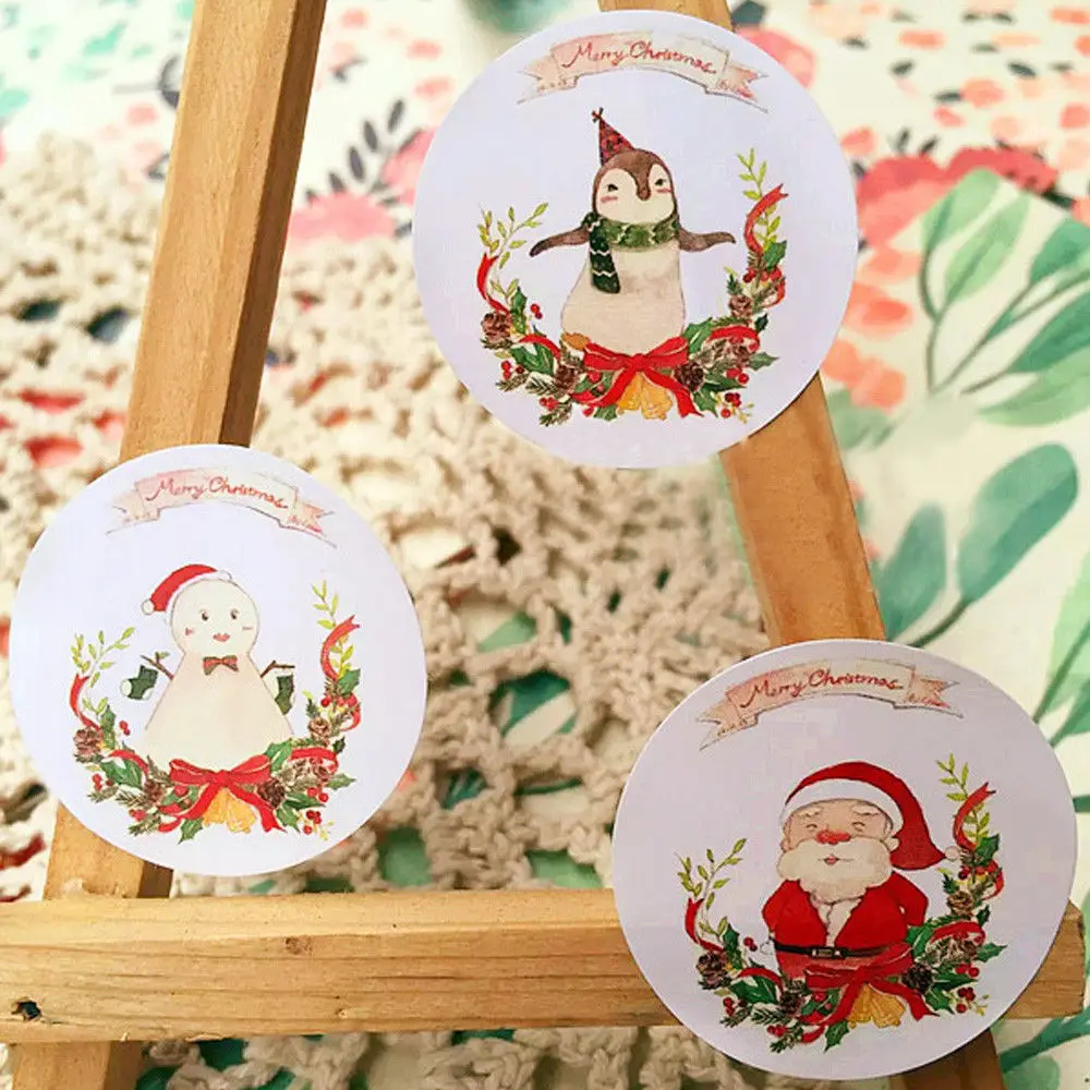 

60Pcs/10Sheets Christmas Santa Penguin Snowman Garland Envelope Seal Sticker Gift Labels