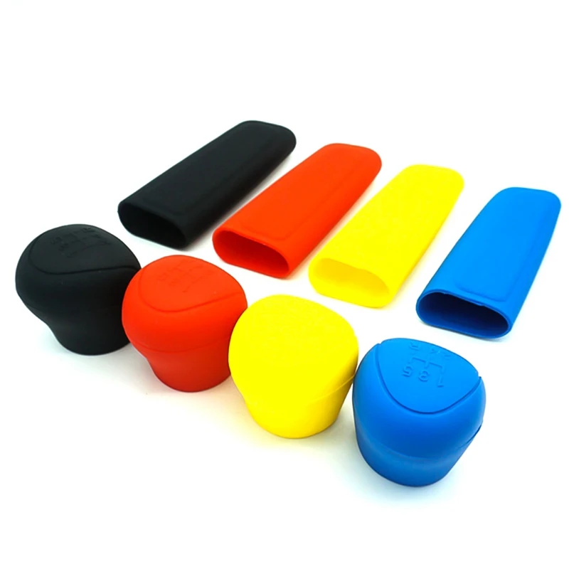 

2Pcs/Set Universal Manual Car Silicone Gear Head Shift Knob Cover Gear Shift Collars Handbrake Grip Hand Brake Covers Case Set