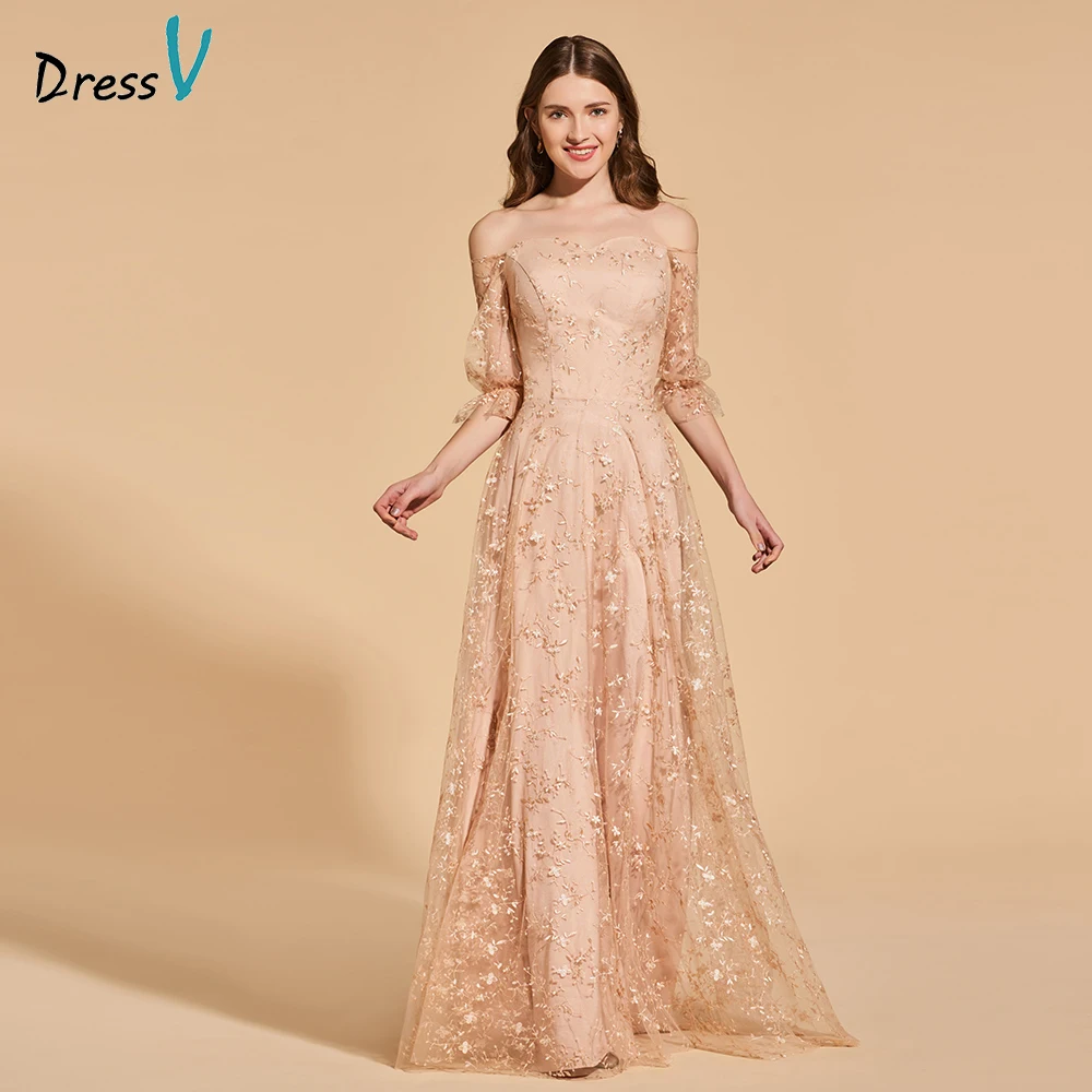 Платье с длинным рукавом кружевное длинное вечернее на молнии|a line prom dress|prom dresseslong