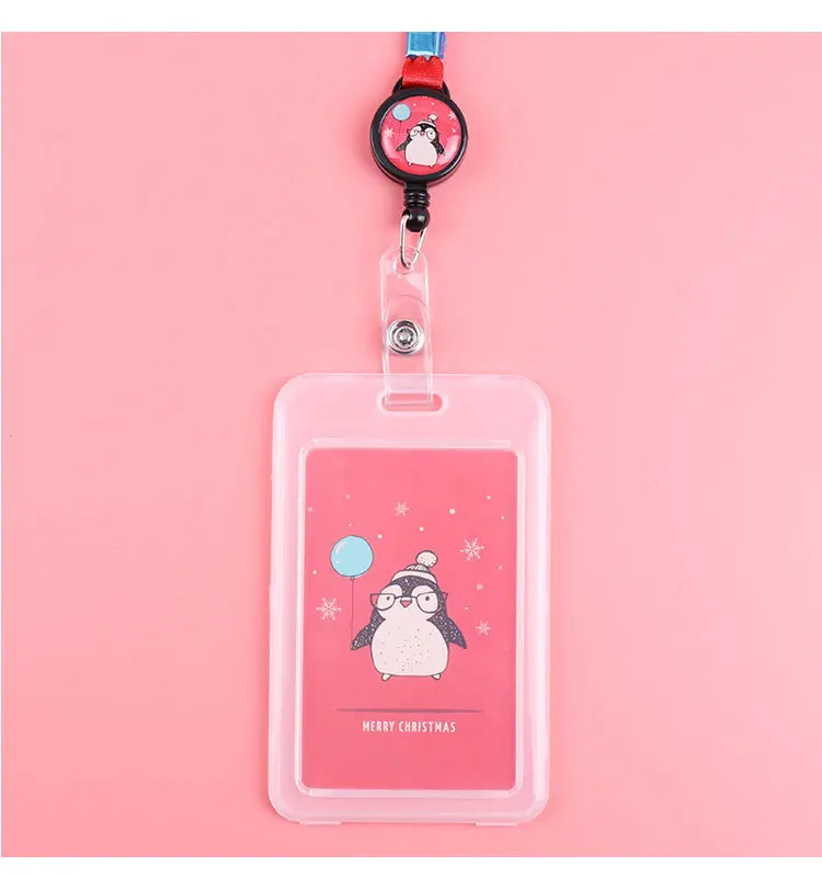 Cute Cartoon Cat Transparent Card ID Badge Holder Kawaii Dogs Retractable Badge Buckle Name Tag Card Holder For Gifts