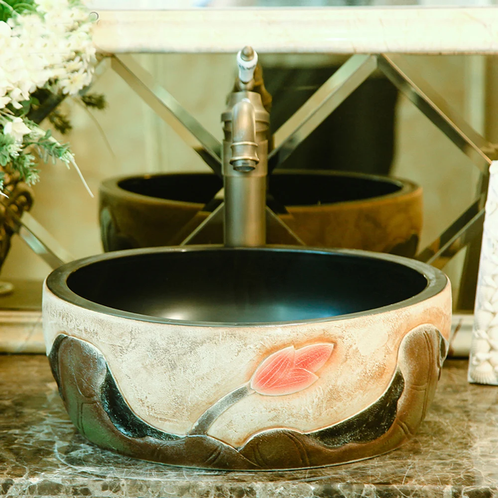 الرجعية مرحلة حوض الأوروبية السيراميك جولة مغسلة الحمام الغرور حوض غسيل حوض فوق مكافحة حوض LO628458