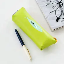 1x Candy color fish pattern Zipper Pencil Bag PU waterproof Pencil Case Cosmetic Bag children gift stationery Free shipping
