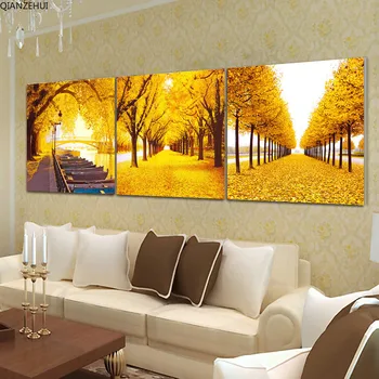 

QIANZEHUI,DIY Gold floor landscape Diamond Embroidery,Round Diamond Full rhinestone Diamond painting cross stitch,needlework