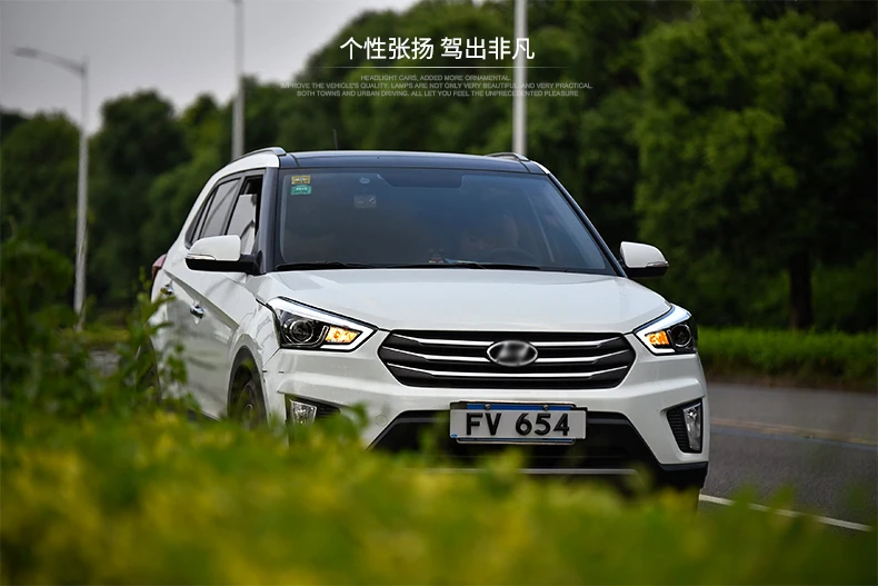 OUMIAO автомобильный Стайлинг для hyundai ix25 фары для hyundai Creta светодио дный фара ангел глаз светодио дный LED DRL передний свет Биксеноновые линзы xeno