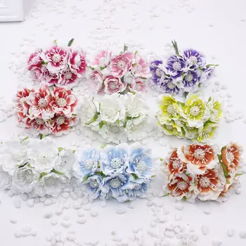 

6pcs/lot DIY rose flowers simulation silk flower bride Sen female beach wreath materials wholesale jewelry and accessories