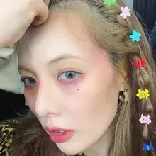 15 шт./компл. корейские девушки сладкий цветок в форме мини сторона челки волосы когти захватывают Радуга Красочные пластиковые Шпилька заколка заколки