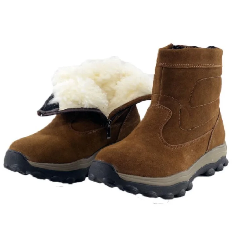 

AMSHCA 2018 Winter Fur Man Snow Boots Warm Men Military Boots for Russian Boot Male Platform Genuine Leather Shoes Plus Size 46