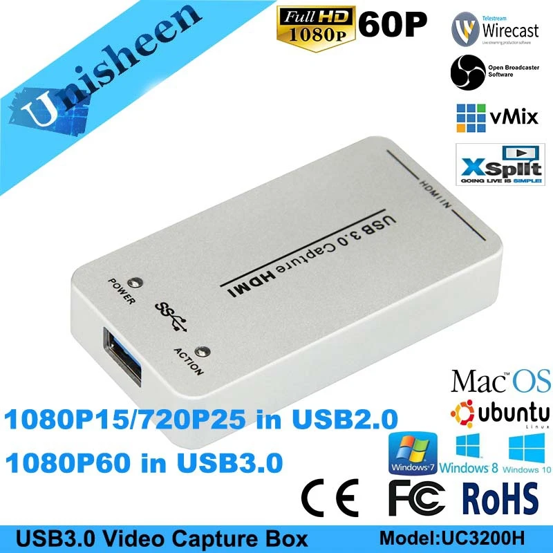  USB3.0 60FPS HDMI to USB3.0 VIDEO CAPTURE FPGA Dongle Game Streaming Live Stream Broadcast 1080P OB