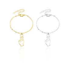 New Fashion Heart than Heart Gesture Pendant Bracelet Ladies Chic Bracelet Simple Palm Heart Love Bracelet Anklet Jewelry Gift chic heart geometric bracelet for women