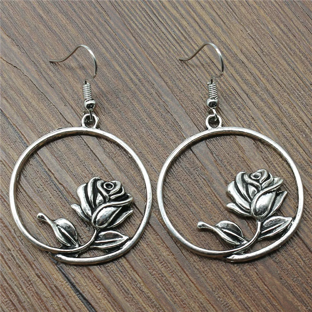 

2019 New Vintage Simple 36x33mm Flower Charming Drop Dangle Earrings For Lady Women