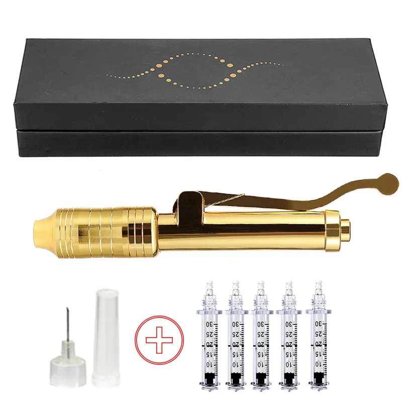 

0.3ml Hyaluronic Injection Pen Massage Atomizer Pen Kit High Pressure Acid Gun Anti Wrinkle Water Syringe Needle Injection Gold