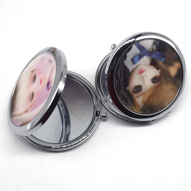 Mini miroir de maquillage de poche, poupée mignonne, cosmétique, Compact, Portable, double face, en acier inoxydable, miroirs de maquillage cosmétique 2