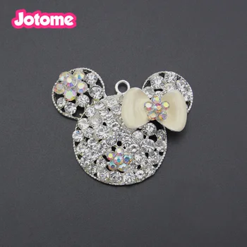 

Fashion 20pcs /lot rhinestone clear and black mickey head Pendants for necklace