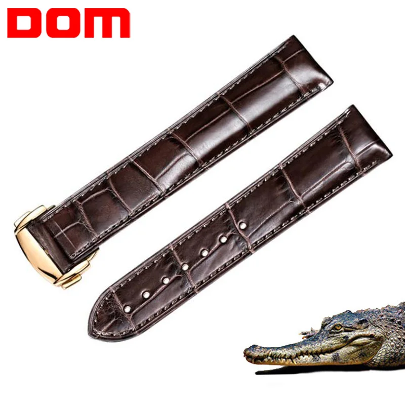 

DOM Substitute Watch Strap Genuine Leather Crocodile Leather Strap Butterfly Buckle Men Women 19mm 20mm 21mm Watch Accessories