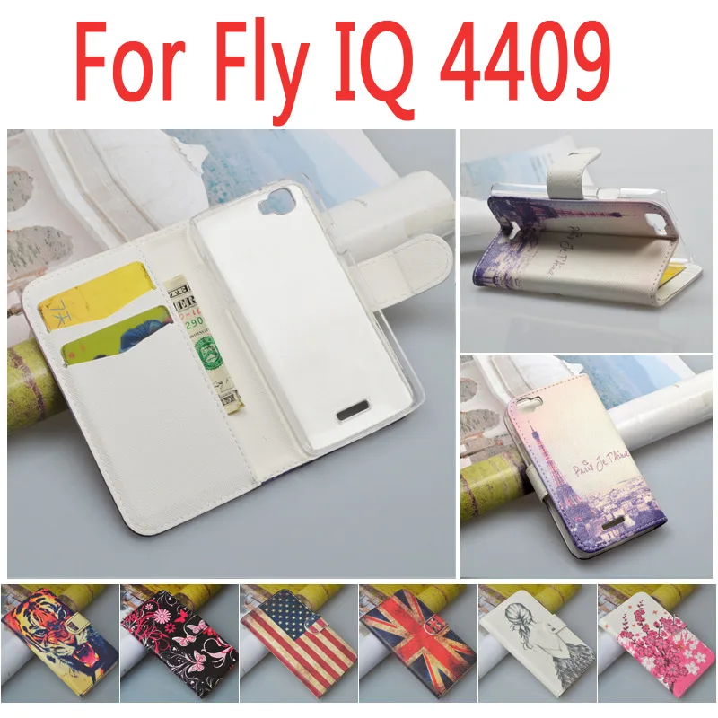 Роскошные Шаблон PU Кожа Case Для FLY IQ4409 Крышка Бумажник с Держателем Банковской