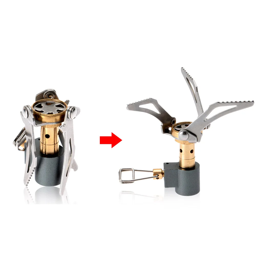 

Folding Mini Camping Gas Stoves Outdoor Stove Burner 3000W Pocket Picnic Cooking Gas Burner Survival Furnace Stove 45g Pouch