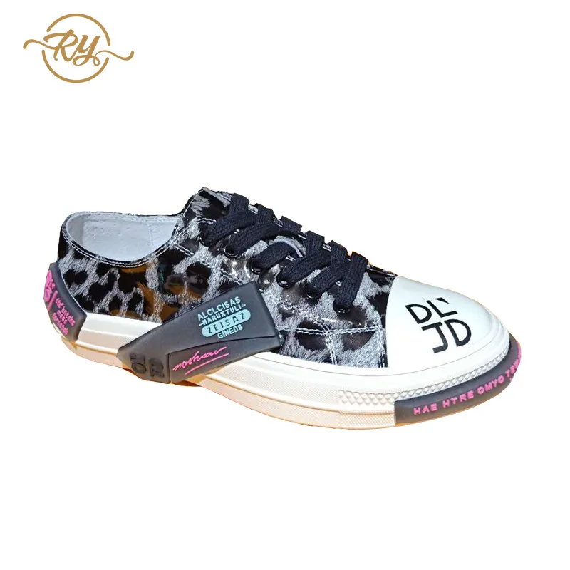 

RY-relaa fashion women's shoes 2019 summer new leather wild leopard lace-up net red low-top flat casual shoes