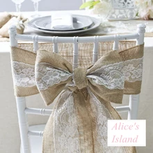 6 шт./партия Гессе джут холщевый стул Пояса джут стул галстук лук уютно Свадебный декор винтажные Свадебные decorationcenterpieces