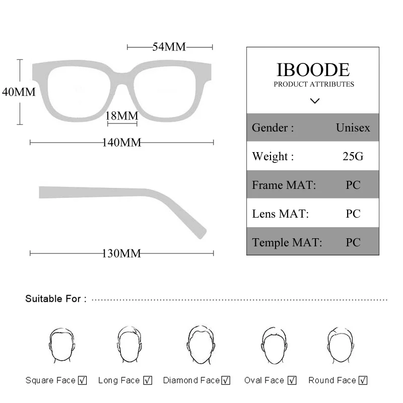 Iboode квадратной формы с плоскими стеклами и половинной рамкой, очки для чтения, Для женщин Для мужчин Сверхлегкий 0,25 0,5 0,75 1,0 1,25 1,5 1,75 2,0 2,25 2,75 3 3,25 3,5 3,75 4,0