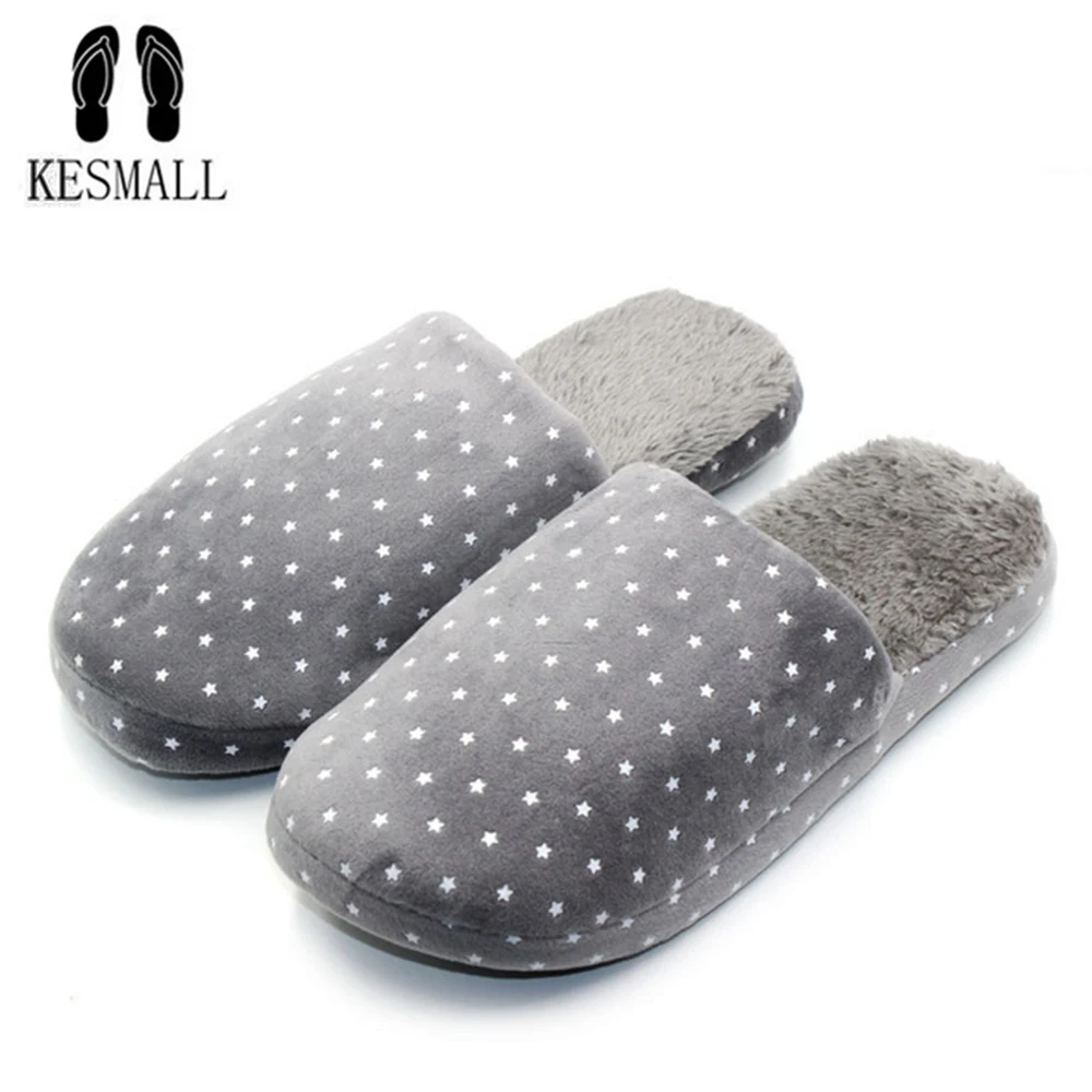 

KWAMALL Home Slippers Men Anti-slip Warm Bedroom Winter Slippers Cartoon Stars Indoor Slippers Cotton Floor Home Flax Shoes 319B