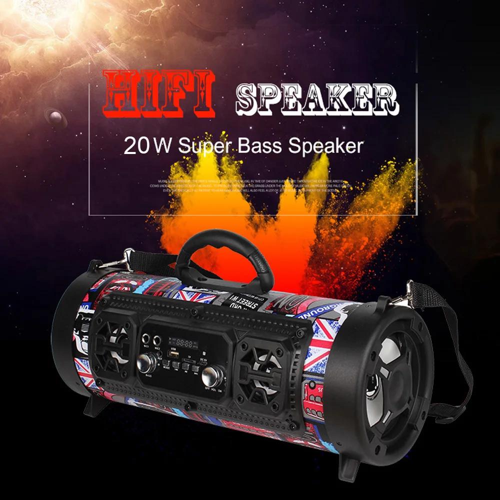 Hifi портативный наружный Bluetooth динамик fm радио 20 Вт 3 звуковых блока беспроводной