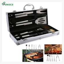 Outdoor Barbecue Accessories 6 Pieces Stainless Steel BBQ Grill Tool Set with Aluminum Storage Case Portable BBQ Tools set