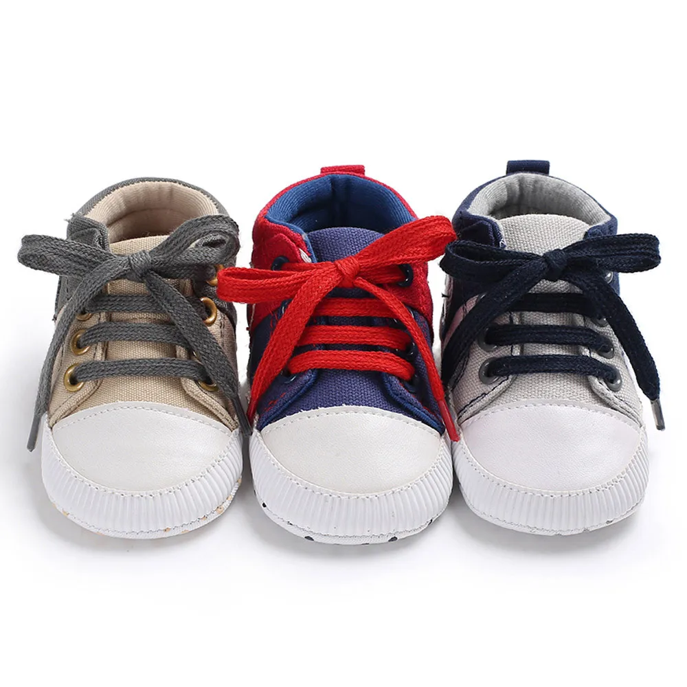MUQGEW новорожденных Для маленьких мальчиков обувь для девочек малышей Дети Холст зашнуровать обувь разноцветные шпаргалки Prewalker мягкие Нескользящие обувь детская обувь