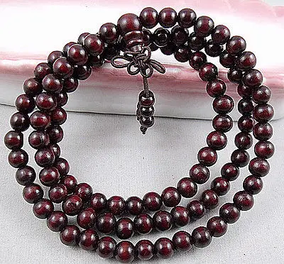 

8mm Tibetan Buddhism 108 Red wood Prayer Bead Mala Necklace