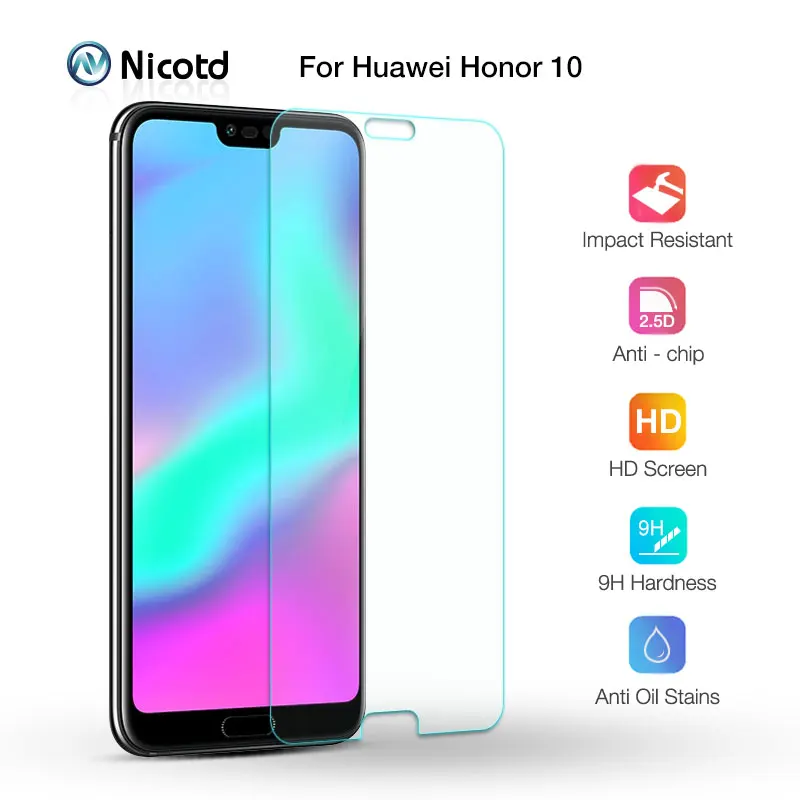 

Nicotd For Huawei Honor 10 9H Transparent HD Tempered Glass Screen Protective Film For Huawei Honor 10 5.84 inch Phone Protector