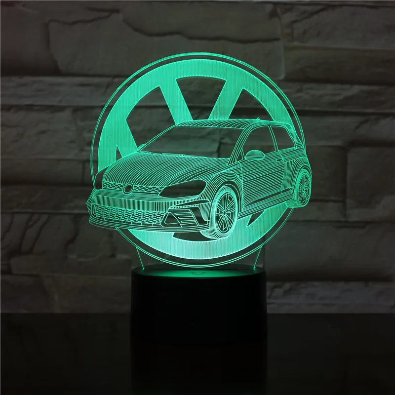 3D иллюзия визуальный ночной Светильник VW Sedan 3D лампа подарки для детей прикроватный спальный светильник s RGB разноцветный светодиодный вспышка светильник s мягкая лампа