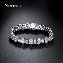 NEWBARK Oval Cut CZ Stones Sparkling Bracelet For Women Bridal Wedding Jewelry Charm Tennis Bracelets Christmas Gifts