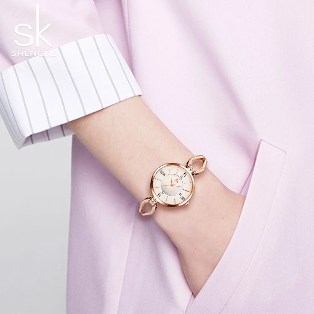 

Shengke Luxury Brand Women Watches Diamond Dial Bracelet Wristwatch For Girl Elegant Ladies Quartz Watch Female Dress Watch SK