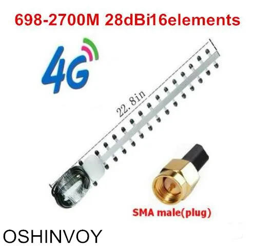 Oshinvoy 4G высокий коэффициент усиления антенны Яги 28dBi 16 элементов 698-2700 мГц антенны Яги LTE 4G маршрутизатор Открытый крыши антенны Яги