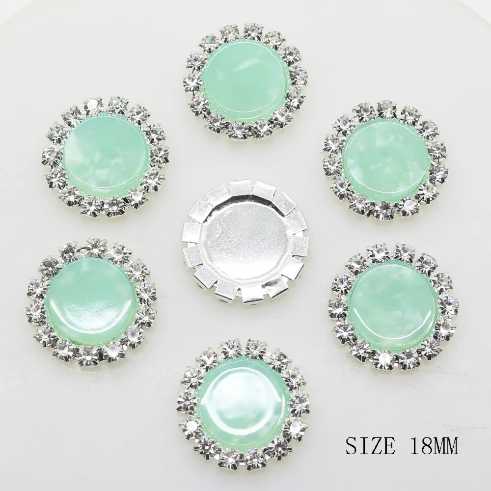 

2017 New 10Pcs/Lot 18mm Round Flatback Acrylic Bottons Crystal Twinkle Decor Wedding Invitation Card Ribbon Bow Accessories