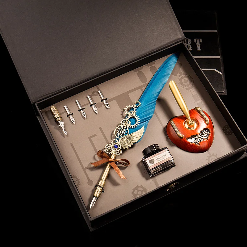 

Free Shipping, Gift Box European Retro Feather Pen,dip Pen, Diving Pen,birthday Gift，pen Gift