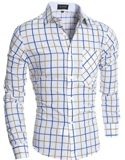 Camisa Куадрос Hombre Брендовое платье рубашки Для мужчин s Рубашки в клетку Slim Fit Chemise
